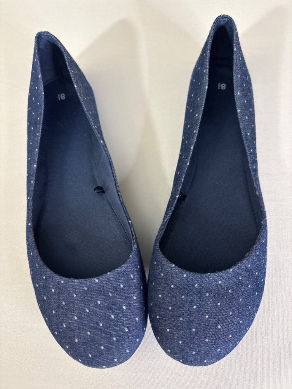Blue Polka Dot Womens Flat Shoes Size 8.5 Slip-On Casual Ballerina Ballet Flats - Picture 8 of 8